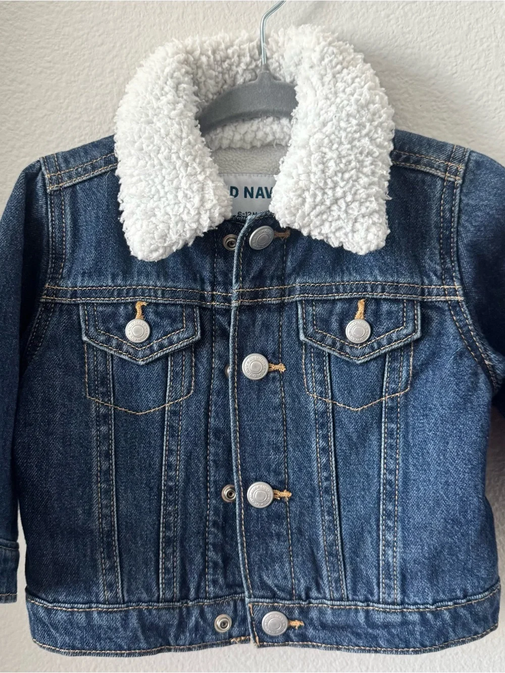 Old Navy Blue Denim Jacket with Sherpa Collar